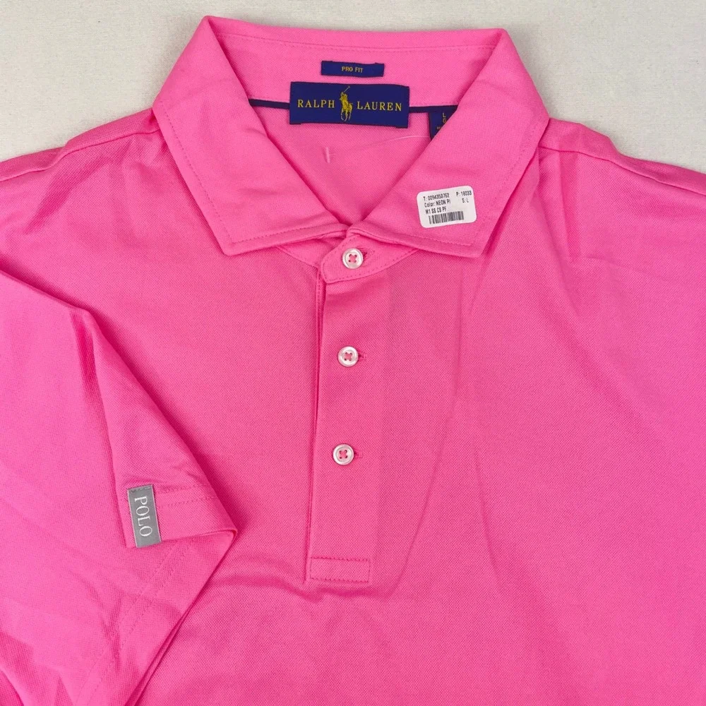 Ralph Lauren Pro Fit Polo Shirt Mens Large Pink Short Sleeve Performance NWOT